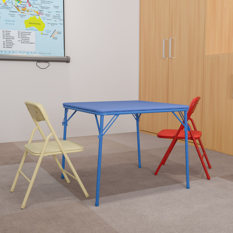 Zoomie Kids Bergeron Kids Colourful 3 Piece Folding Table and Chair Set Reviews Wayfair Canada